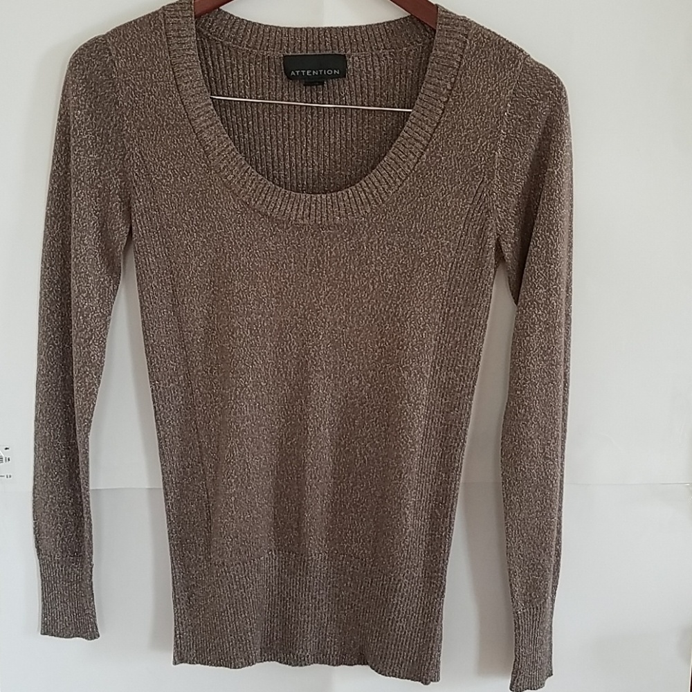 Attention Sheer top dark tan, S